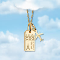 Paris CDG Mini Tag Charm Necklace