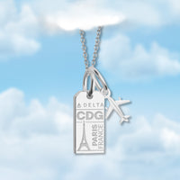 Paris CDG Mini Tag Charm Necklace