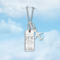 New York JFK Mini Tag Charm Necklace