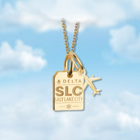 Salt Lake City SLC Mini Tag Charm Necklace